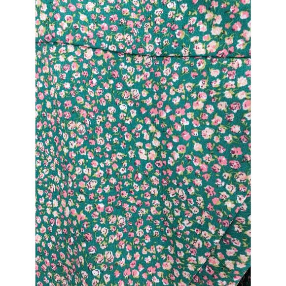 NWT Lulus Totally Cute Time Green Floral Collared Wrap Mini Dress Sz Large - Picture 4 of 7